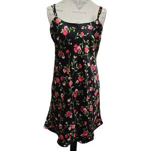 Black Red Rose Baby Doll Lingerie Nightgown